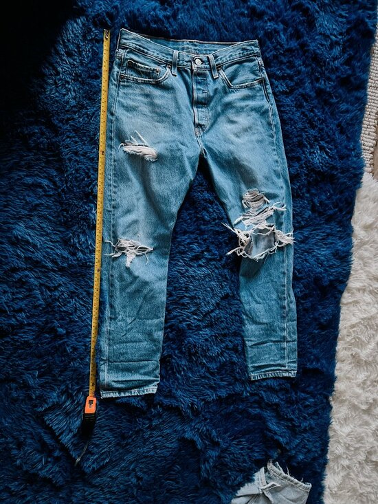 Levi's Denim - Levi's 501 Original Heavily Distressed Straight Leg Jeans